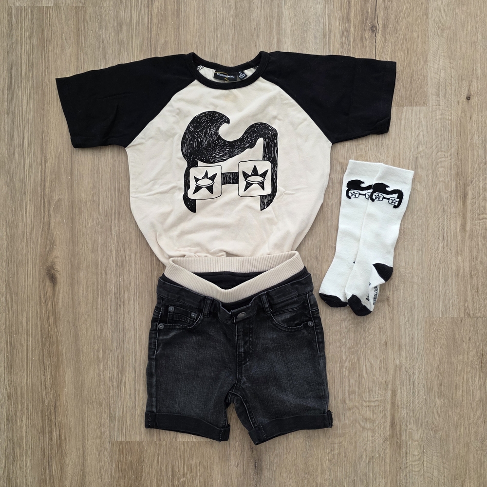 Rock Your Kid Graphic Tee with Shorts and Socks Set